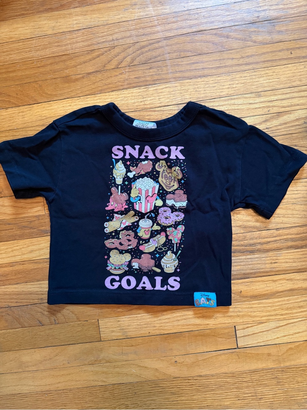 Disney XXS Black 'Snack Goals' Graphic Tee with Pink Accents NWOT